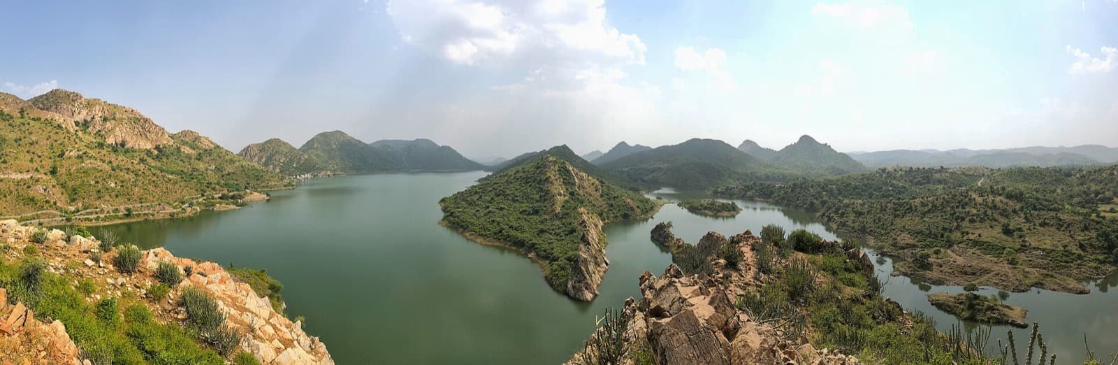 Aerial view of Badi Lake and Bahubali Hills, Udaipur