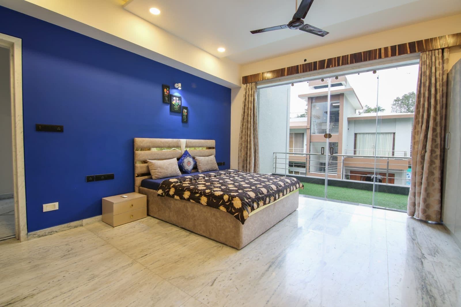 Bedroom at a villa near Lonavala